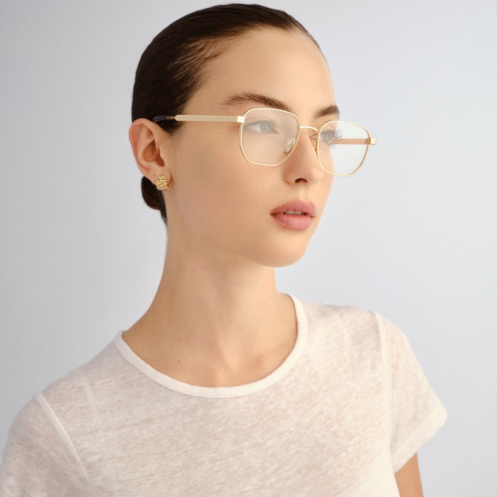 Hard Copy Gold Uni-Sex Square Optical Frames | Le Specs