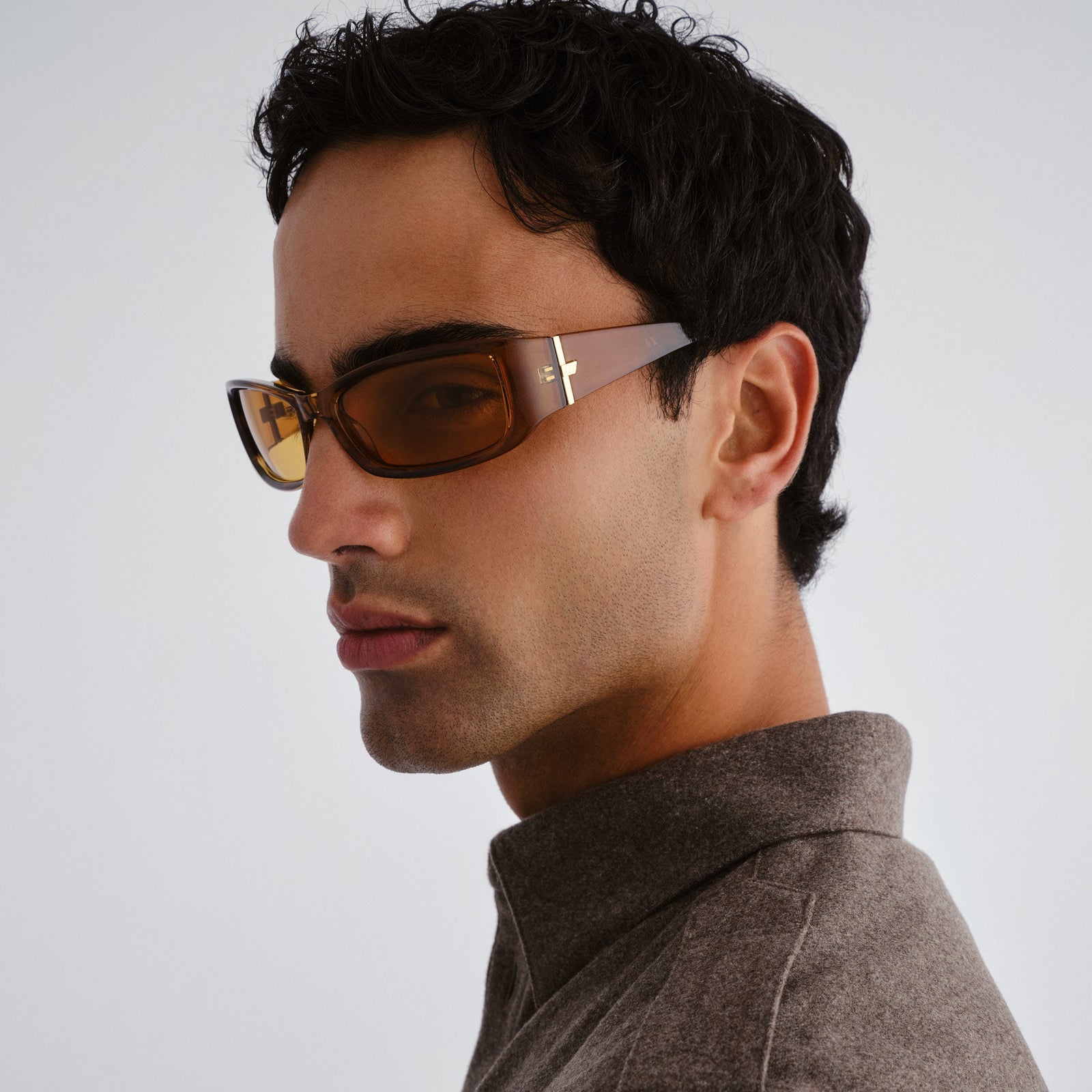 Du Jour Ochre Uni-Sex Rectangle Sunglasses | Le Specs
