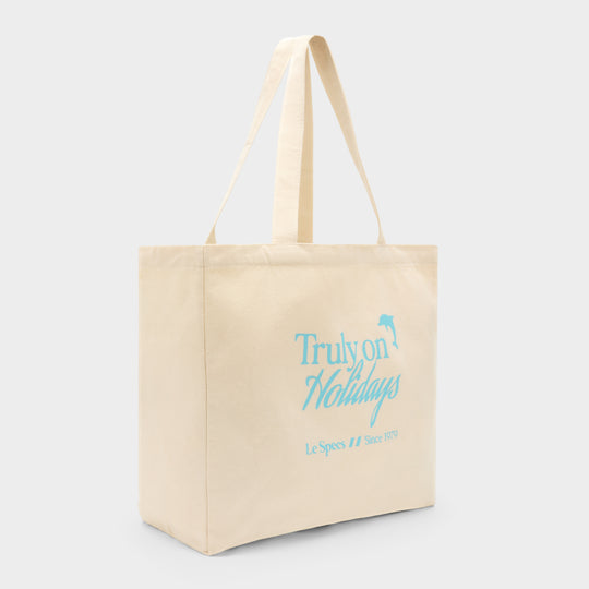 LE SPECS CANVAS TOTE BAG | CREAM SEAFOAM BLUE