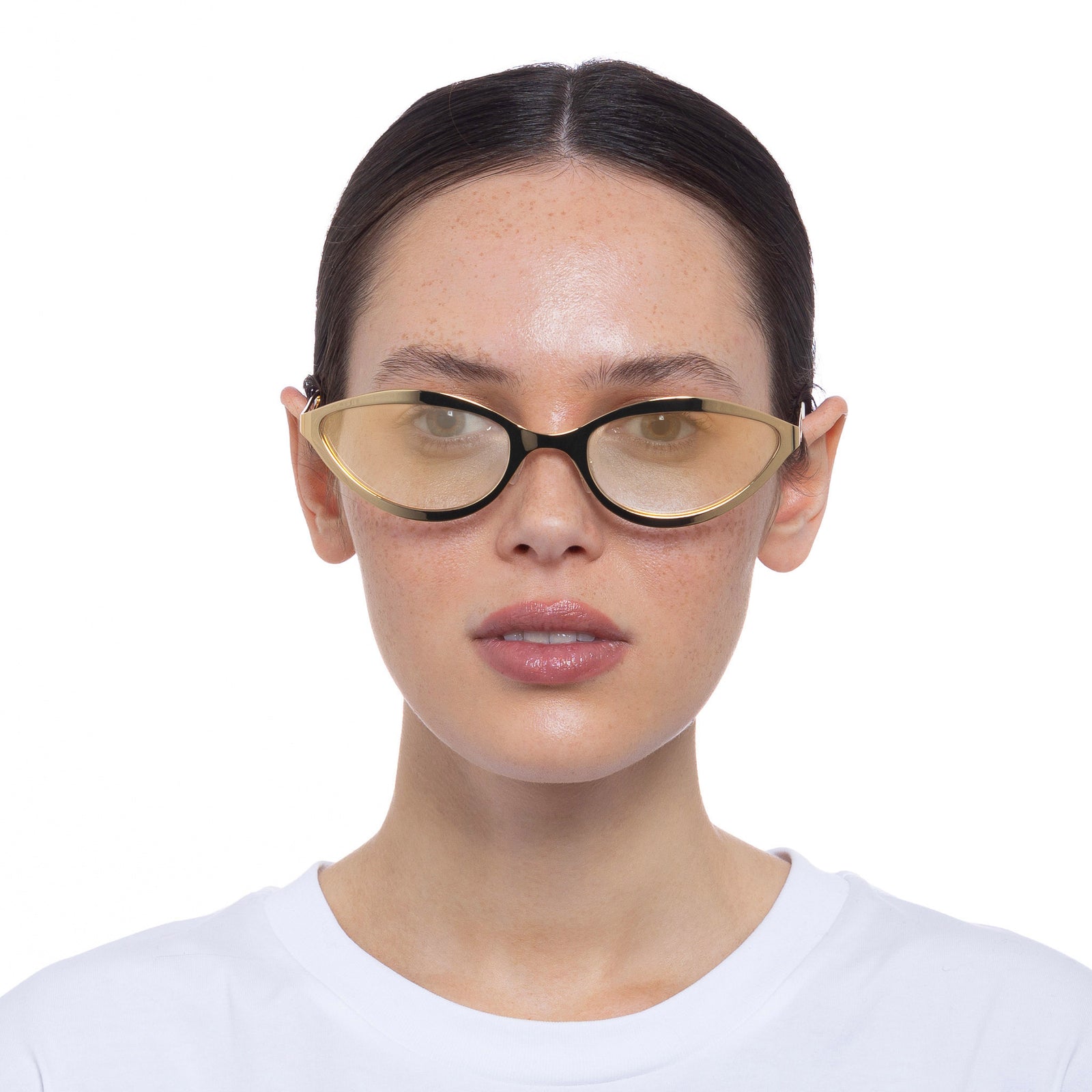 Glitch Bright Gold Female Cat-Eye Sunglasses | Le Specs