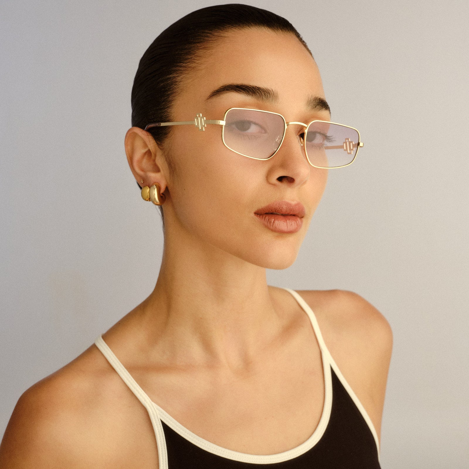 Metagalactic Bright Gold Uni-Sex Rectangle Sunglasses | Le Specs