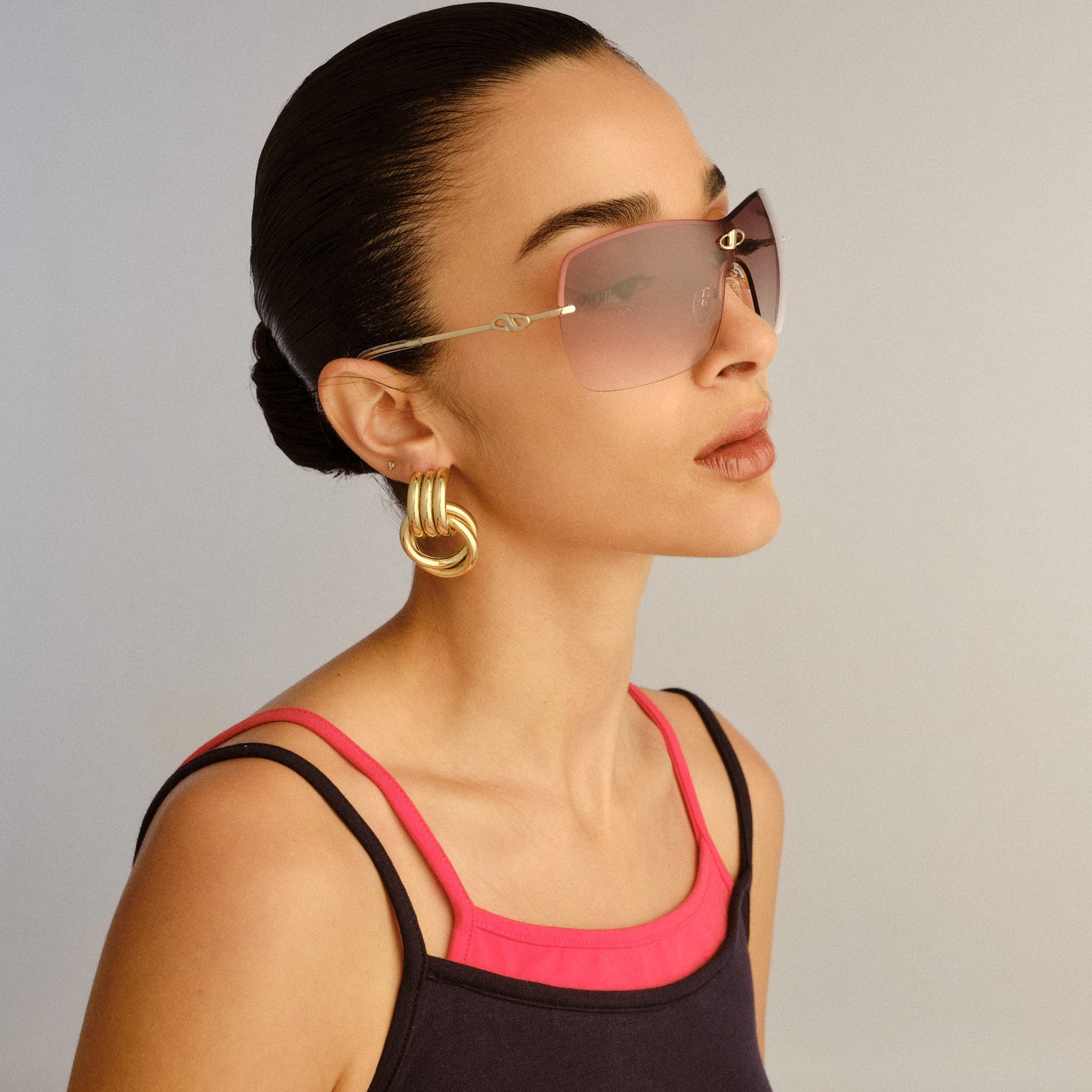 Parallel Universe Gold Female Shield Sunglasses | Le Specs