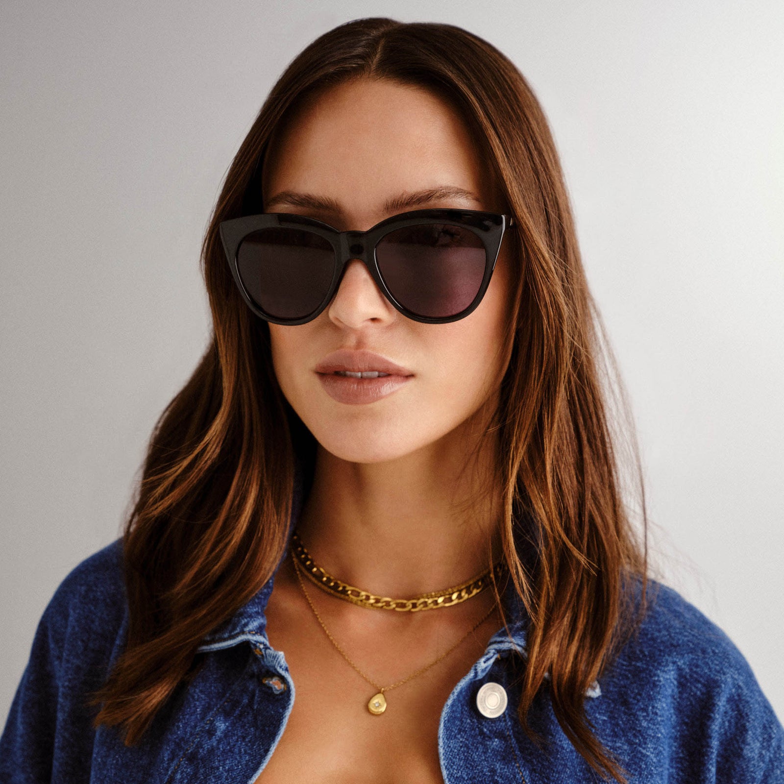 Halfmoon Magic Black Female Cat-Eye Sunglasses | Le Specs