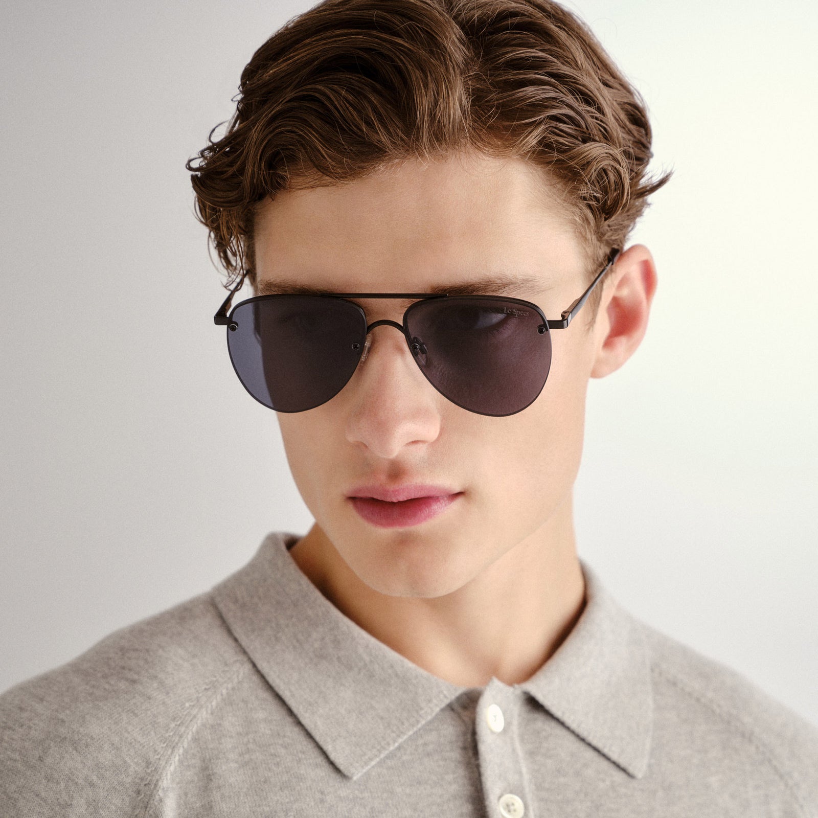 The Prince Matte Black Uni Sex Aviator Sunglasses Le Specs