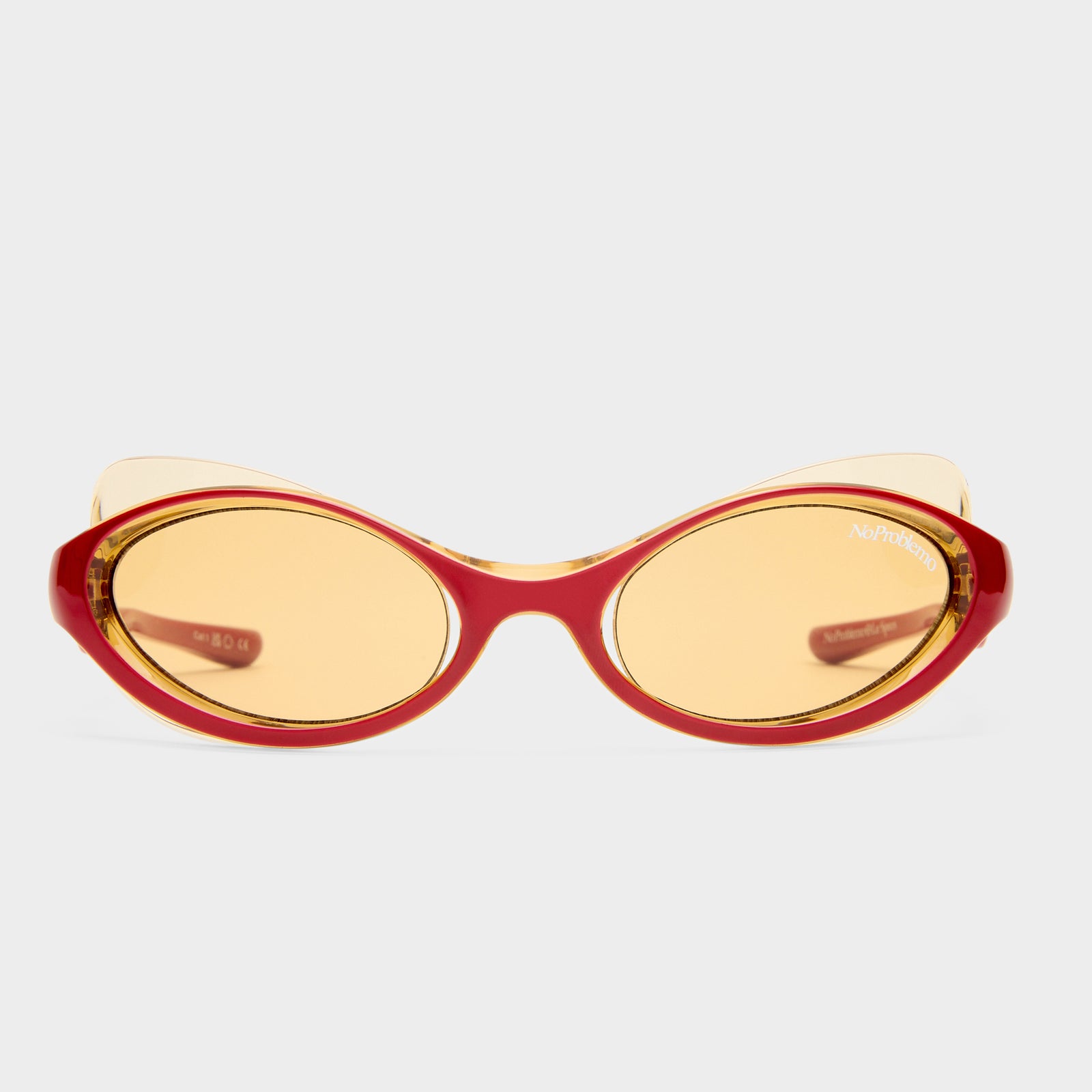 Lyra Bright Red Uni-Sex Oval Sunglasses | Le Specs