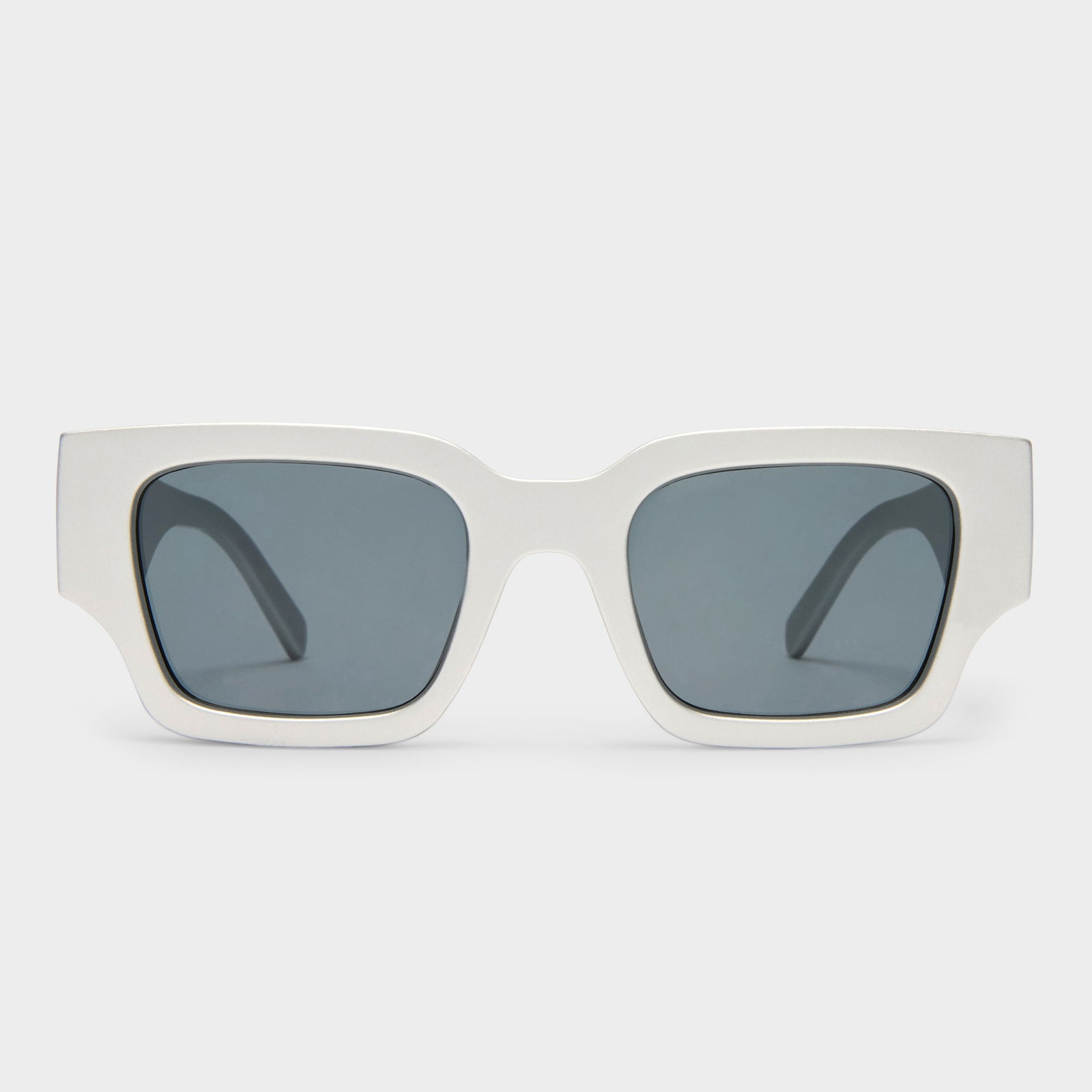 Atlantis Matte Silver Uni-Sex Rectangle Sunglasses | Le Specs
