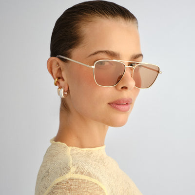 Diametric Ii Bright Gold Uni-Sex Aviator Sunglasses | Le Specs