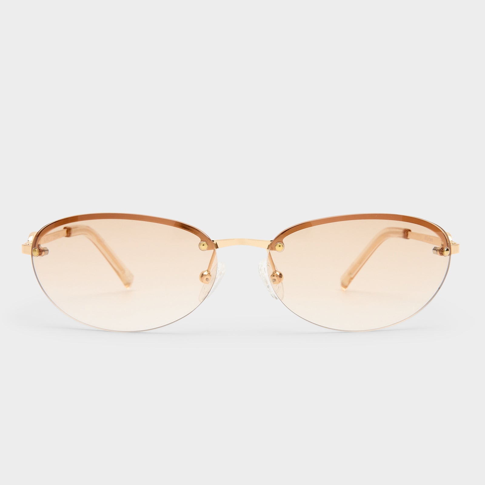 Slinky Gold Female Oval Sunglasses | Le Specs