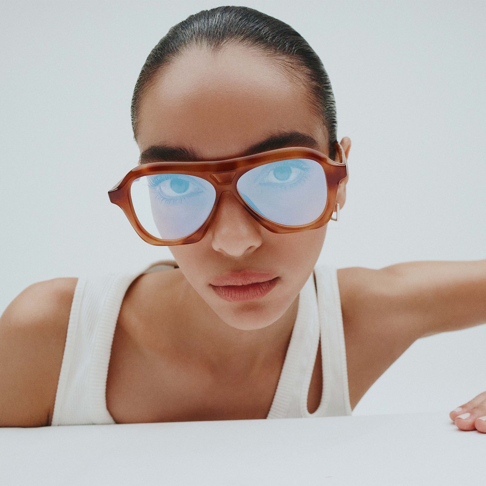 Drizzle Vintage Tort Uni-Sex Aviator Blue Light | Le Specs