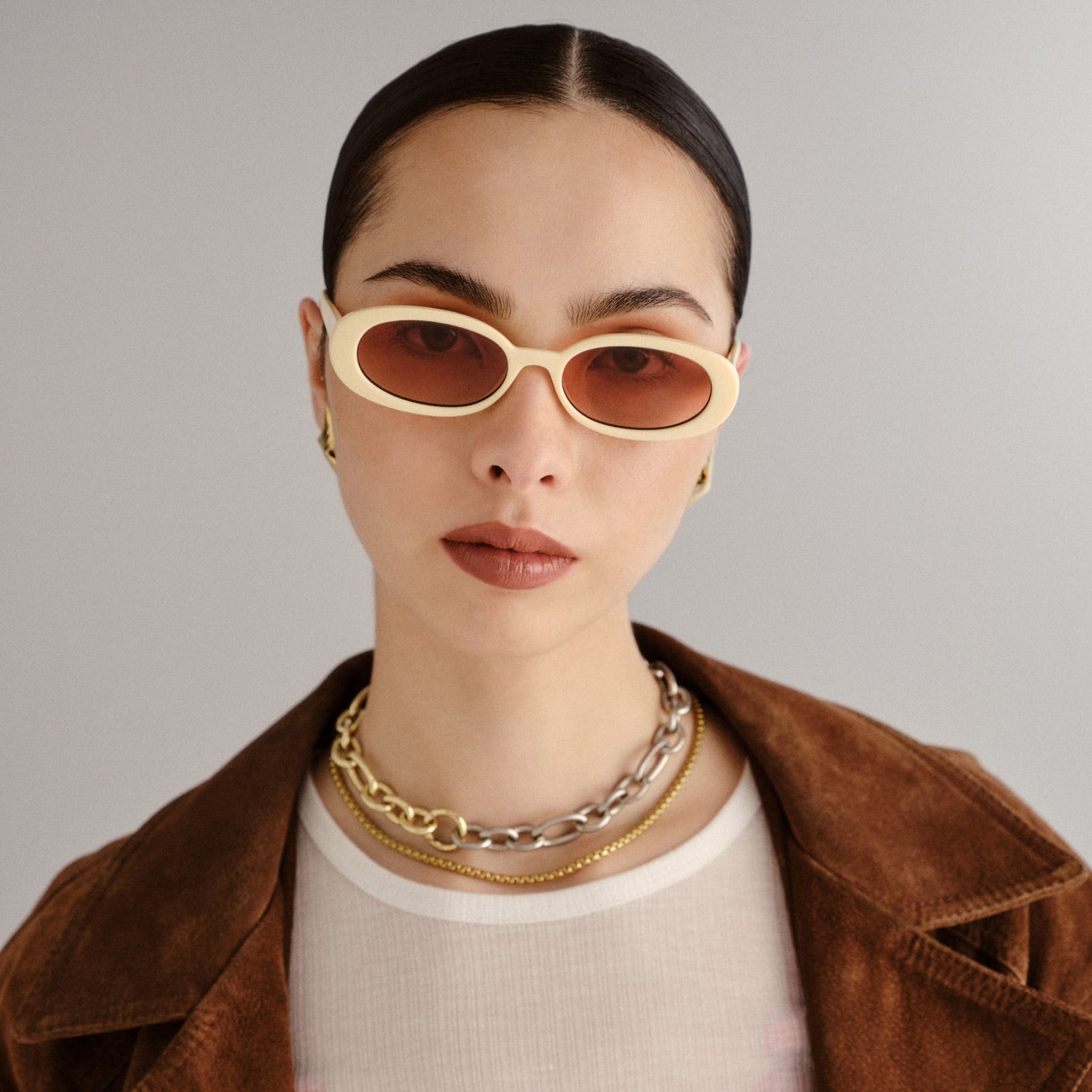 Outta Love Ecru Female Oval Sunglasses | Le Specs