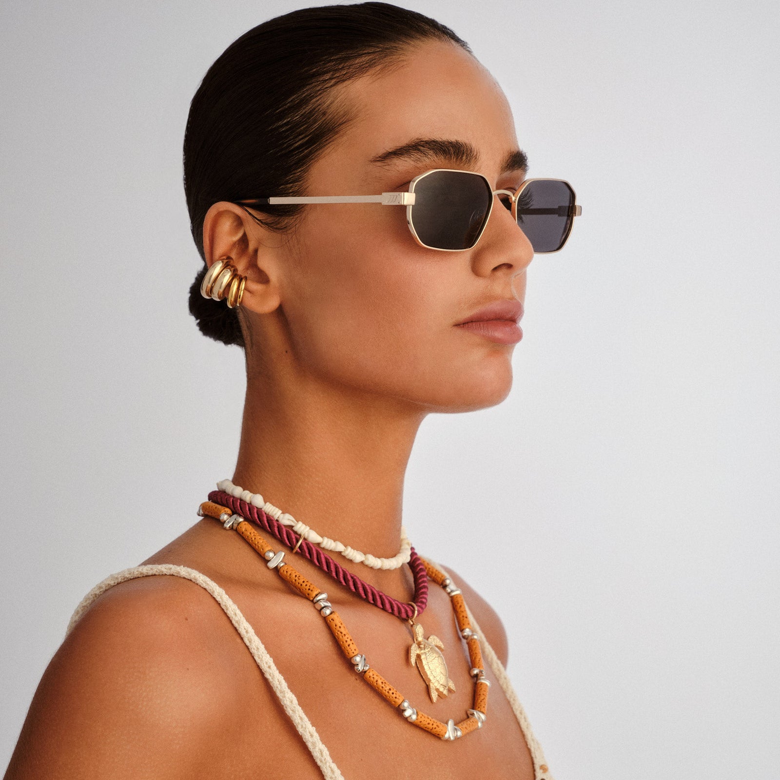 Mythic Gold Uni-Sex Square Sunglasses | Le Specs