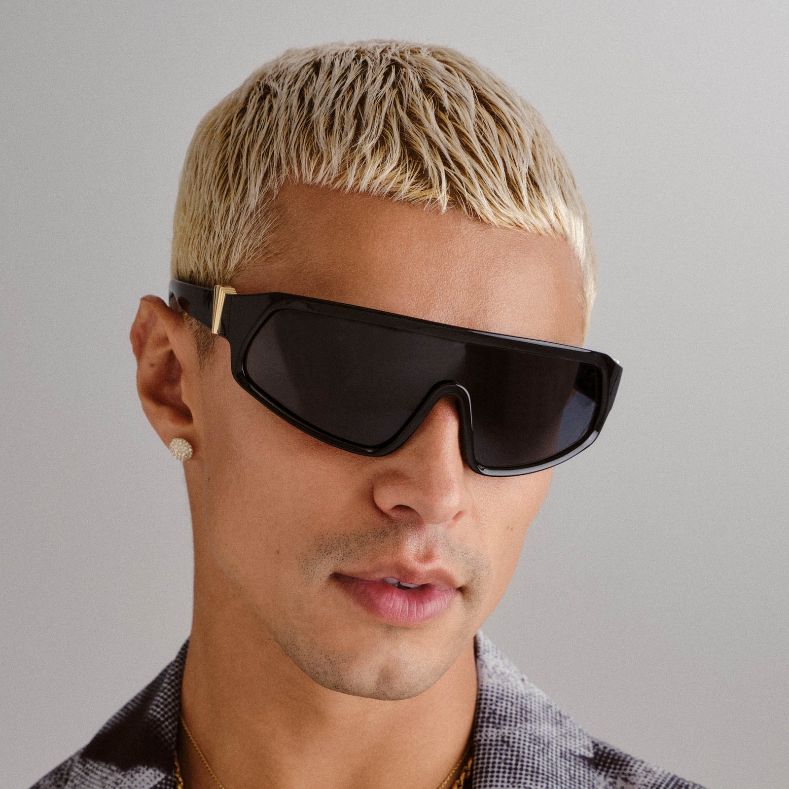 Calm Chaos Black Uni-Sex Shield Sunglasses | Le Specs