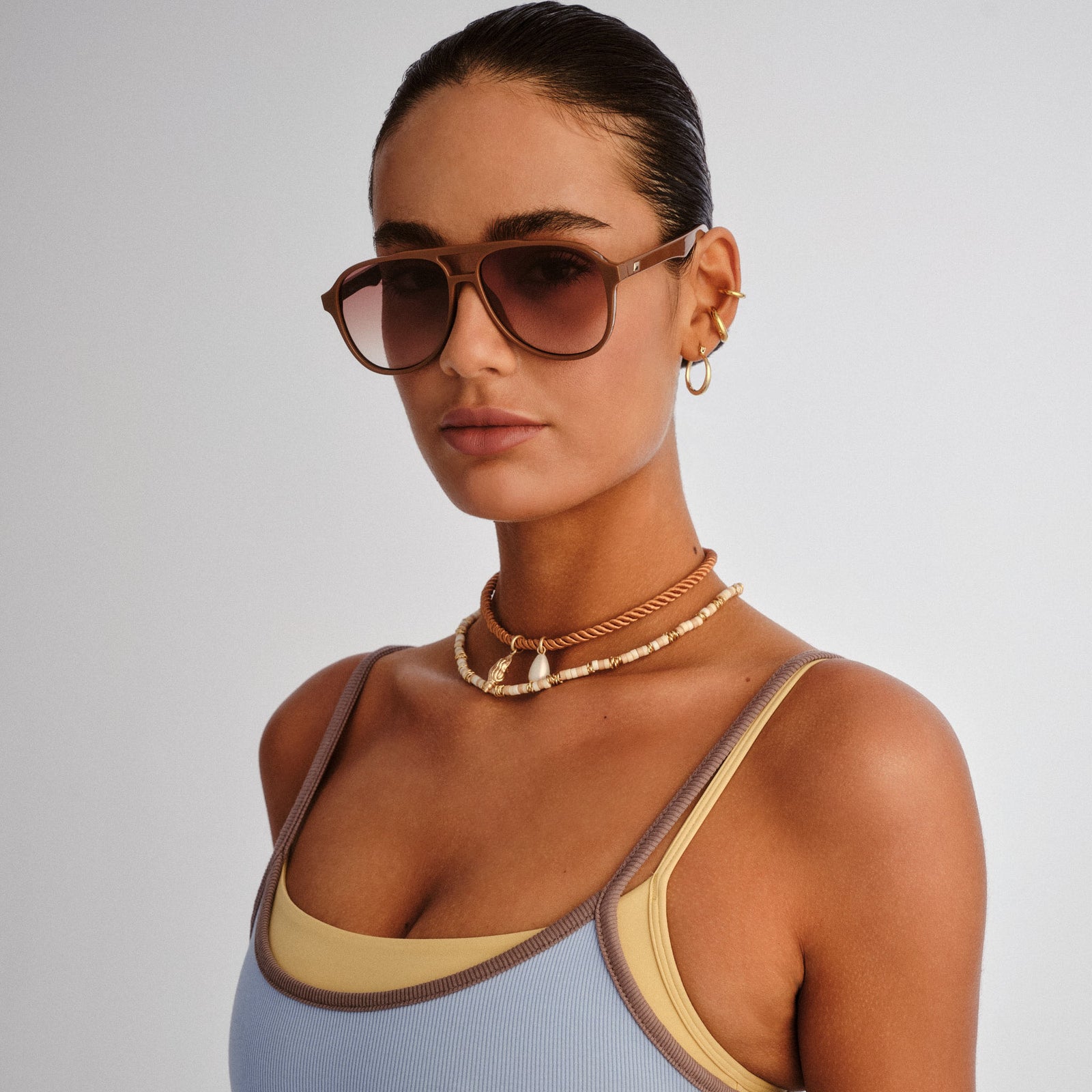 Tragic Magic Hazelnut Uni-Sex Aviator Sunglasses | Le Specs