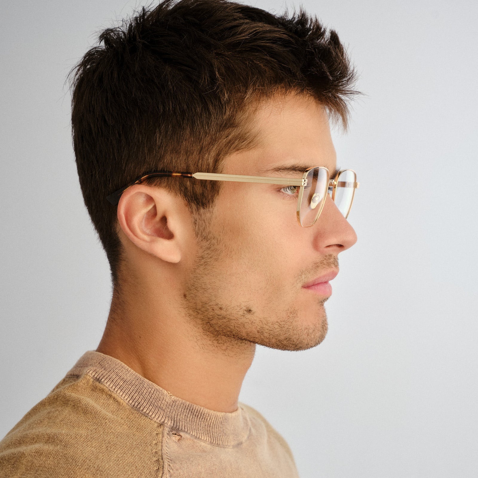 Hard Copy Gold Uni-Sex Square Optical Frames | Le Specs