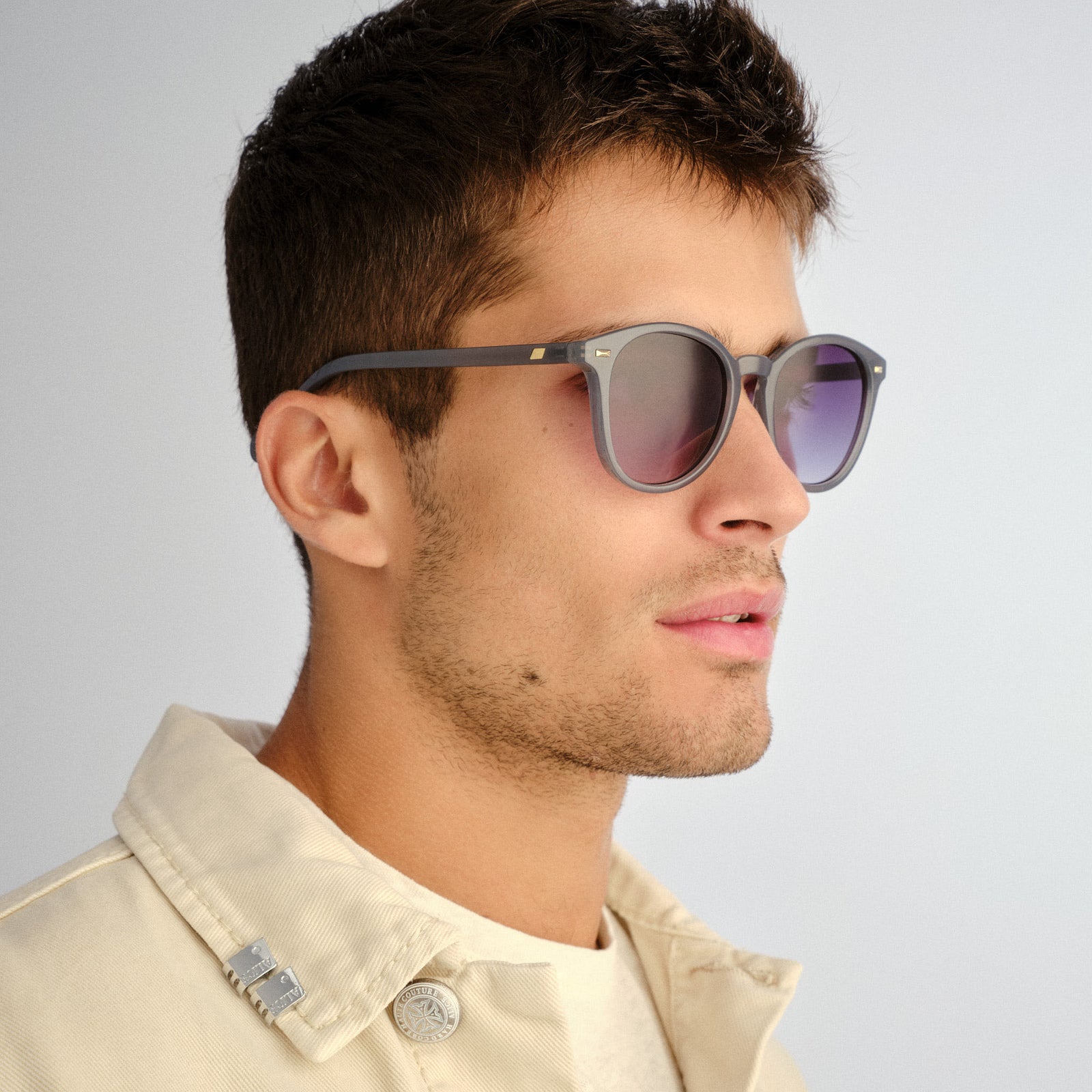 Bandwagon Slate Uni-Sex Round Sunglasses | Le Specs
