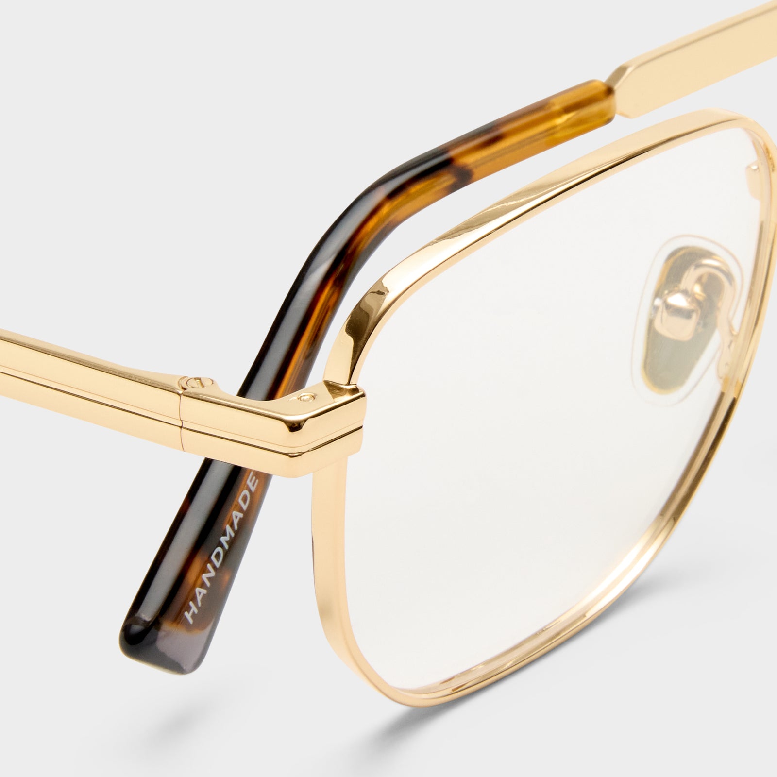 Hard Copy Gold Uni-Sex Square Optical Frames | Le Specs