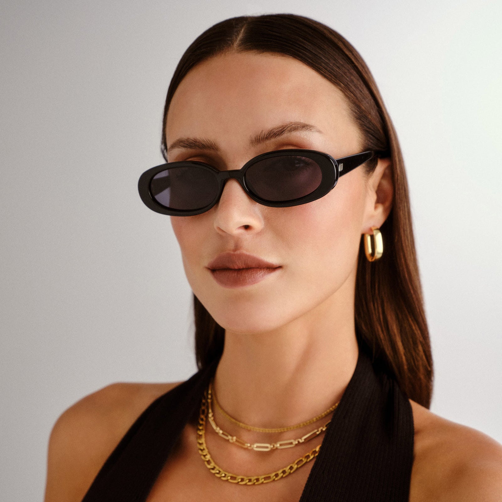 Outta Love Black Uni-Sex Oval Sunglasses | Le Specs