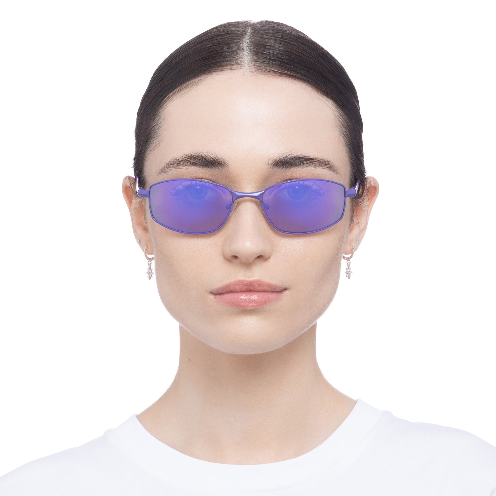 Star Beam Matte Violet Uni-Sex Wrap Sunglasses | Le Specs