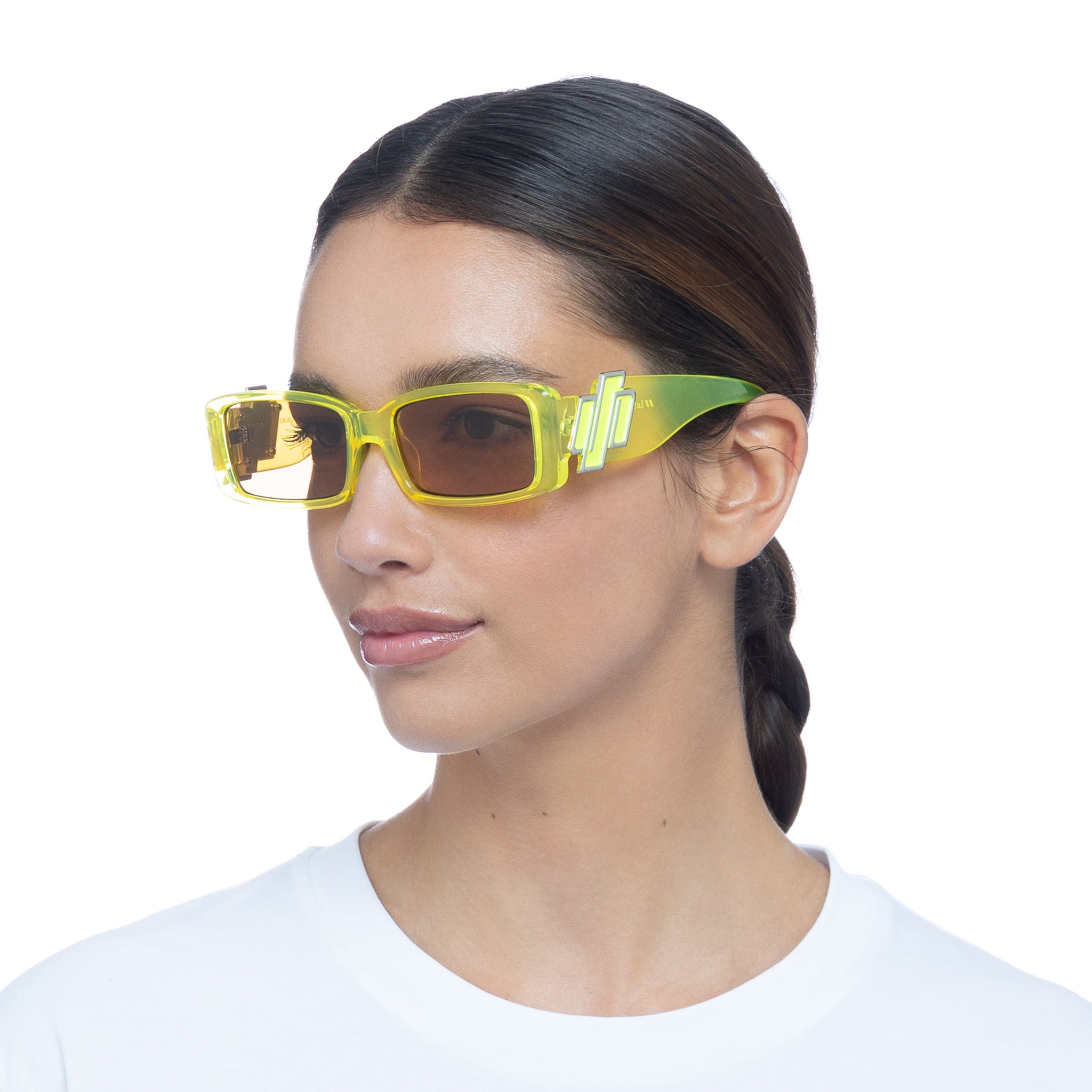 Cruel Intentions Hyper Yellow Uni-Sex Rectangle Sunglasses | Le Specs