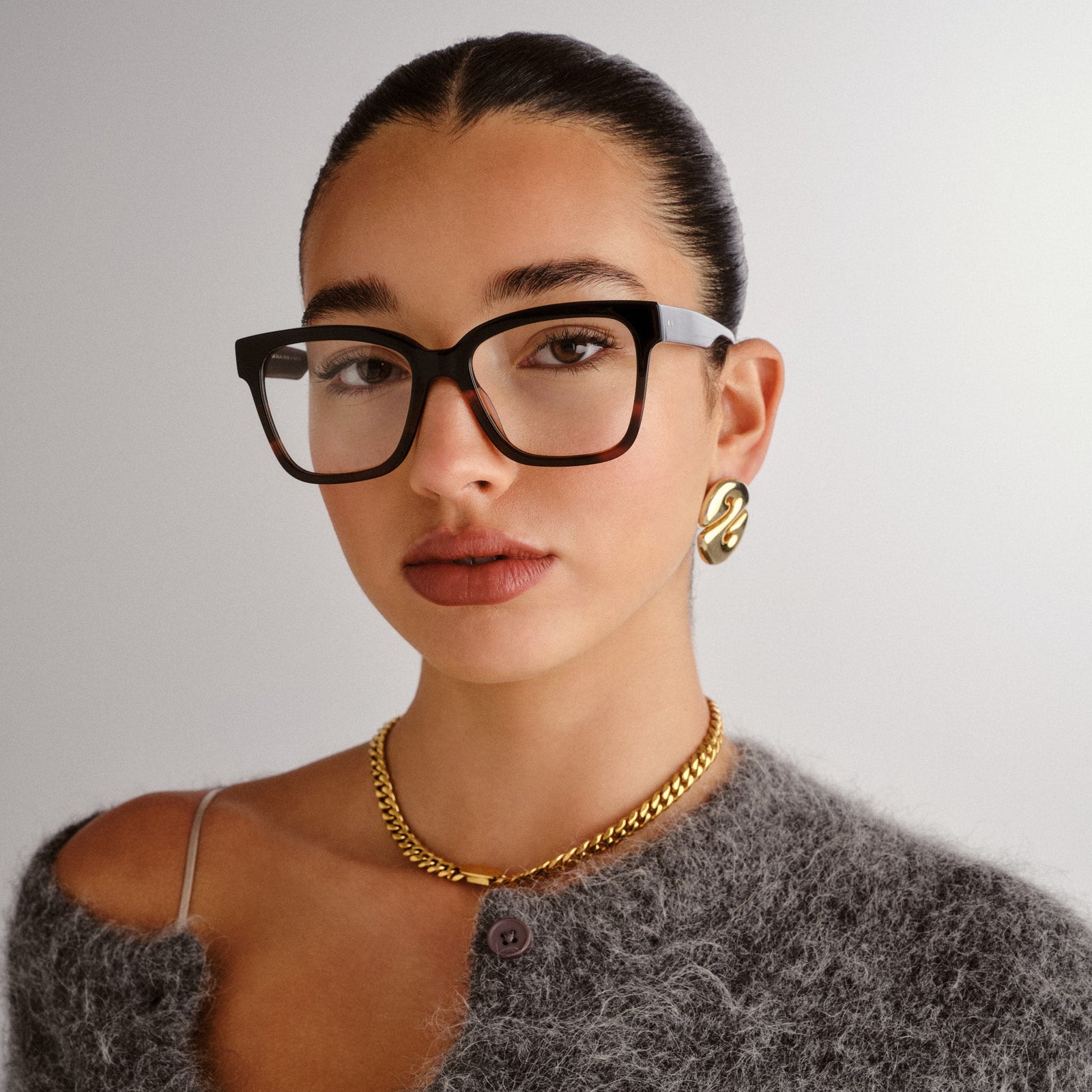 Las Dalias Brown Grad Female Square Optical Frames | Le Specs