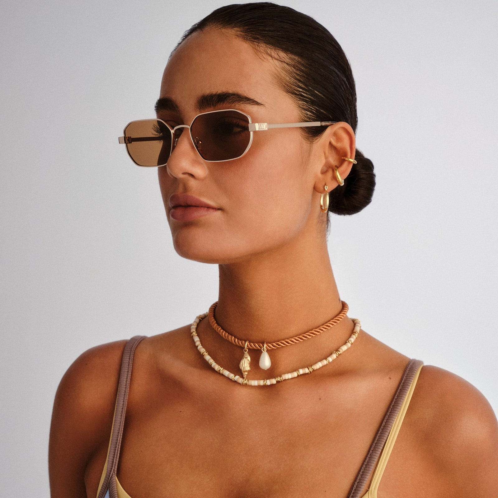 Mythic Gold Uni-Sex Square Sunglasses | Le Specs