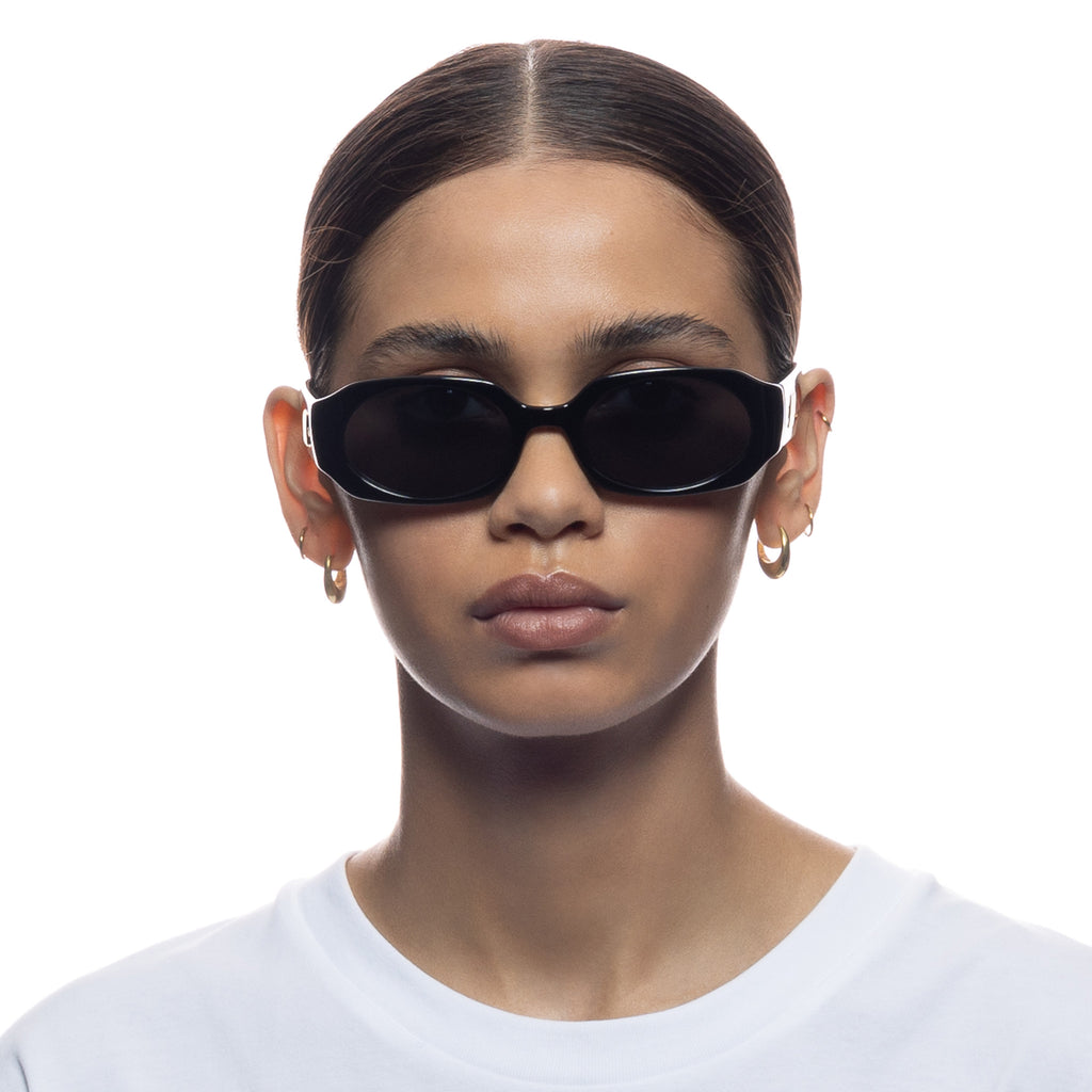 Shebang Black Uni-sex Octagon Sunglasses | Le Specs